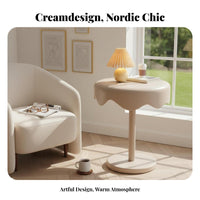 Cream aesthetic Wavy dual-level Side Table Minimalist Design Nightstand space-saving Size Household Furniture Creative Shape for Apartment Dwellers, Homeowners, Students, Living Room, Next to Sofa, Small Spaces, Bedroom