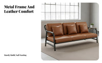 Loveseat and Table Set rustic aesthetic Metal Frame Loveseat Nordic Aesthetic Lounge Seating for Renters, pairs, Office, Living Room, Reception Area