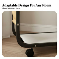 Movable with Wheels Rolling C-Table Ample Storage Nightstand Minimalist Design Household Furniture Space-Saving for Home Workers, Apartment Dwellers, Students, Living Room, Bedroom, Small Areas