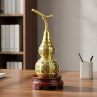 Brass Gourd Figurine Good Luck Symbol Feng Shui Hulu Ornament for Home Entrance