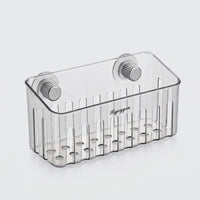 Bathroom Sink and Kitchen Organizer with Drain Rack, Rectangular Sponge Holder with Suction Cup for Homeowners