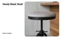 Industrial Aesthetic Adjustable Pedestal Stool Retro Design Adjustable Tripod Seat Stable Base Counter-Height Seating Easy Assembly for Bar Owners, Interior Designers, Homeowners, Studio, Cafe, Kitchen, Dining Area