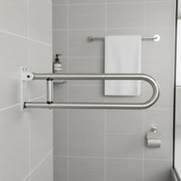 Aluminum Alloy Flip up Toilet Grab Bar Space Saving Foldable Toilet Grab Bar Non-Slip Grip for Post-Surgery Patients Women