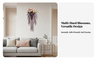 Ready to Hang Wall Hanging Floral Decor Lifelike Appearance Artificial Blossom Vine Realistic Look Artificial Blossom Wall Basket Low Maintenance for Home Decorators, DIY Enthusiasts, Living Room, Bedroom, Balcony, Front Door