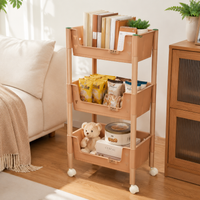 Khaki Rolling Storage Cart Utility Trolley with Wheels for Kitchen Bathroom