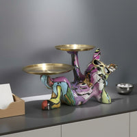 French Canine Statue Tray Modern Decor French Canine Tray Holder Graffiti Dog Key Holder Multi-Functional for Living Room