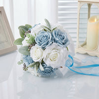 Artificial Rose Bouquet Delicate Bouquet with Silk Ribbon Flowers Romantic Faux for Brides, Weddings