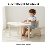 Child-Safe Design Peanut Shaped Table and Chair Set Polished Edges Adjustable Height Kids Desk Set Sturdy Construction Height Adjustable Toddler Desk Easy to Clean for Toddlers, Preschoolers, Kindergarten, Preschool, Daycare, Classroom