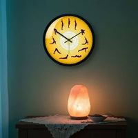 Sun Salutation Wall Clock Non-Ticking Sun Greeting Sequence Clock Creative Design Analog Timepiece wall Art Decor for Meditation Room, Bedroom
