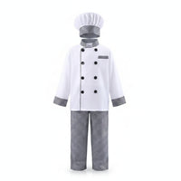 Checkered Trim Kids Chef Costume Double-Breasted Kids Chef Outfit Role Play Career Day for Baking Class