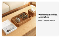 Rectangular Woven Tray with Handles Handmade for Living Room, Hosts, Cafe Owners