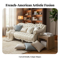 3 Seater Vintage Sofa Luxurious Design French Design Sofa Deep Button Button Detailing Upholstered Couch for Homeowners, Families, Hotel Lobby, Villa