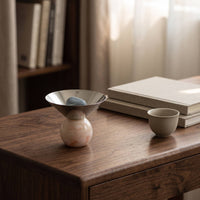 Pedestal Tray with Stone Base Modern Decorative Centerpiece Bowl Minimalist Stainless Steel Fruit Bowl for Entryway