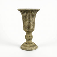 Metal Vase Distressed Pedestal Vase Urn Weathered Textured for Living Room, Dining Table