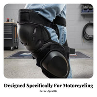 Adjustable Straps Motorcycle Knee Pads Contoured Hard Shell Knee Pads Vented Leg Guard Impact Protection