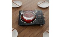 Tactile Control 3500W Ceramic Hot Plate Built-in Timer Portable Electric Cooktop Compatible with All Cookware for Students, Campers, Office