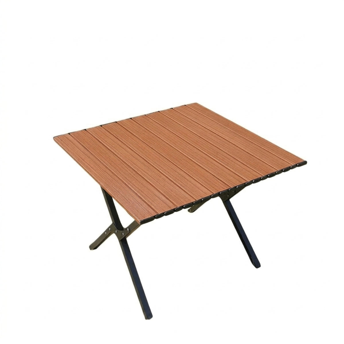 Foldable Roll-up Camping Table Lightweight Wood Grain Folding Table Sturdy Stable for Campers, Vendors, Market Stall