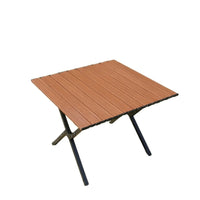 Foldable Roll-up Camping Table Lightweight Wood Grain Folding Table Sturdy Stable for Campers, Vendors, Market Stall