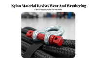 Heavy-Duty Tow Strap and Shackle Set Break-Resistant Braided Tow Strap with Shackles Reinforced Loops Towing Equipment High-Density Weave for Rugged-Highway Enthusiasts, Truck Owners, Drivers, Roadside Emergency, Trail Riding