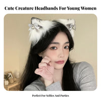 With tinkling chimess fluffy creature headpieces Hairband Cute Appheadpieceance fluffy headpieces headpieceband cute and fashion headpiecewheadpiece universal fit for Cospelements, Adults, Halloween, Cosplay Events, Themed Photoshoots, carnivals