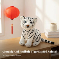 Tiger Stuffed Toy Soft and Cuddly Stuffed Tiger Cub Great Gift Lifelike Animal Stuffed for Young Children, Teenagers, Fun Time, Playroom, Rest Time