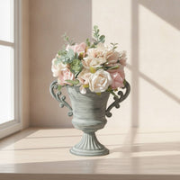 Metallic-Looking-Look Urn Vase with Handles Elegant Pedestal Urn Vase Classic Vessel Stable for Florists