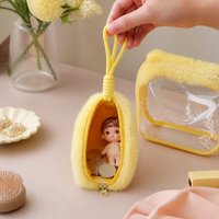 Plush Transparent Mini Pouch for Badges, Coins, and Earbuds - Cute Canvas Storage Bag