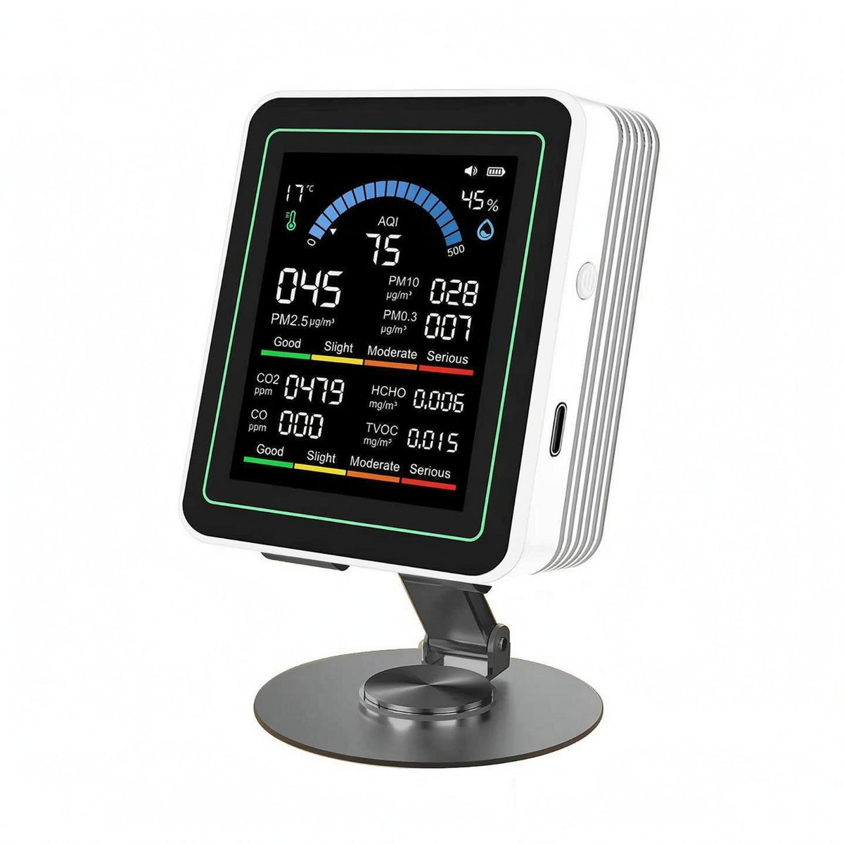 10-in-1 Air Quality Monitor Multi-Sensor Air Quality Monitor CO2 Sensor Real-Time Display Smart
