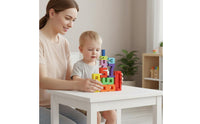 Learn Through Play Wooden Number Stacking Blocks Natural Wood Colorful Wooden Number Activity Fine Manual Dexterity Skill Development Early Education Stacking Game Polished Edges for Toddlers, Preschoolers