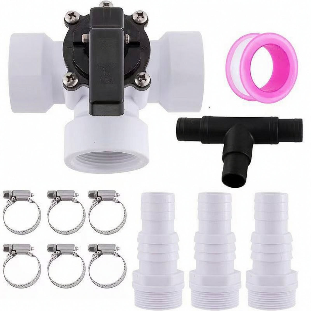 Corrosion-Resistant Three-Way Diverter Valve Threaded 3-Way Diverter Valve Manual Hose Adapter with Hose Clamps Universal for DIYers