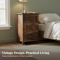 timeless Retro Design Single-Drawer End Table Distressed Finish Nightstand Vintage aesthetic Home Furniture Space-Saving for Homeowners, Interior Designers, Students, Bedroom, Guest Room, Small Spaces, Hallway