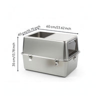 Stainless Steel Litter Pan Covered Cat Litter Pan with Hood Anti-Slip Pet Supply for Home