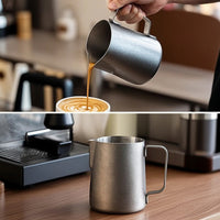 Pointed Spout Milk Frothing Pitcher Brushed Espresso Frothing Pitcher Retro Stainless Steel Jug Precision for Baristas, Coffee Lovers, Home Cafe