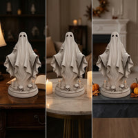 Specters Statue with Skeletal Base Halloween Specters Statue Tabletop Sculpture for Bookshelf, Office Desk