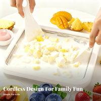 Kids Ice Cream Roll Plate Cordless Cold Plate Ice Cream Device DIY Fried Yogurt Device Fun Family Activity Easy to Use