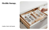 Expandable Cutlery Tray Multi-Compartment Expandable Utensil Holder for Bathroom