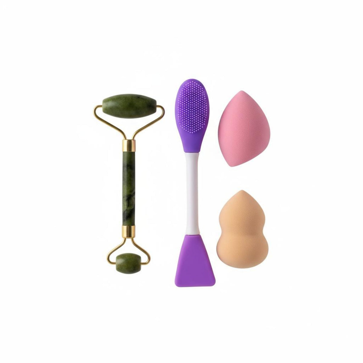 4 Pieces Makeup Blending Face Brush and Sponge Kit Gentle Exfoliation Facial Cleansing and Massage Set Long-Lasting for Adults, Bathroom