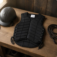 Front Zipper Horse Riding Body Protector Metal Eyelets Sleeveless Riding Vest Close Fit Padded Vest Lace-up for Equestrians