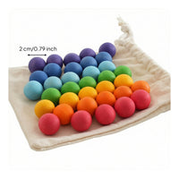 35 Pieces Child-Centered Wooden Balls with Bag Natural Polish Finish Color Sorting Toy Matte Sorting Balls Smooth for Toddlers, Preschoolers, Kids, Home, Classroom