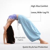 Womens Pants Summer Trousers with Quick Dry Material, Palazzo High Waisted for Fitness and Dance, Baggy Breathable Polyester for