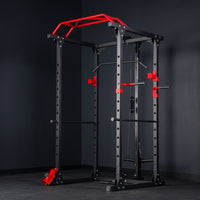 Power Cage with Pulley System Space-Saving Squat Rack with Pulley System Versatile Multi-Function Training Rack for Fitness Enthusiasts, Home Gym