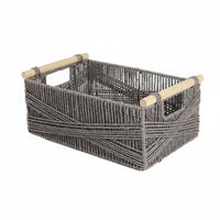 Imitation Rattan container with Handles adaptable Woven Basket with Handles