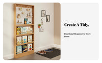 No-Drill Installation Slim Bookcase with Pegboard Space-Saving Narrow Cubby Shelf Easy Assembly Bookshelf Multi-Layer for Small Apartment Dwellers, Book Lovers, Entryway, Hallway, Behind the Door, Living Room