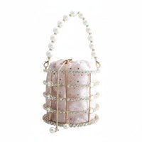 Glittery Velvet Evening Pouch Bag Party Ready Pearl Handle Pouch Bag Formal Design for Women, Banquet, Wedding
