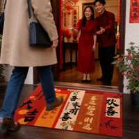 Red Auspicious Welcome Doormat for New Home Entryway