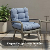 3 Pieces Tempered Glass Leading 3 Piece Patio Set Comfortable Rattan Conversation Set Thick Cushions Cushi Single D Wicker Armchairs All-Weather for Couples, Homeowners, Adults, Garden, Porch, Backyard, Poolside