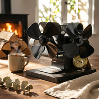 Heat Powered Fireplace Fan Overheat Protection Double Head Fireplace Fan Heat-Powered Air Movement Device