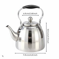 Stainless Steel Teapot Rust-Resistant Stainless Steel Stovetop Kettle Anti-Scald Handle Hot Water Boiling Pot for Restaurants, Hotels, Outdoor, Office