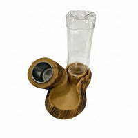 Reptile Feeding Dish with Water Bottle Wood-Look Pet Supply Stable for Vivarium