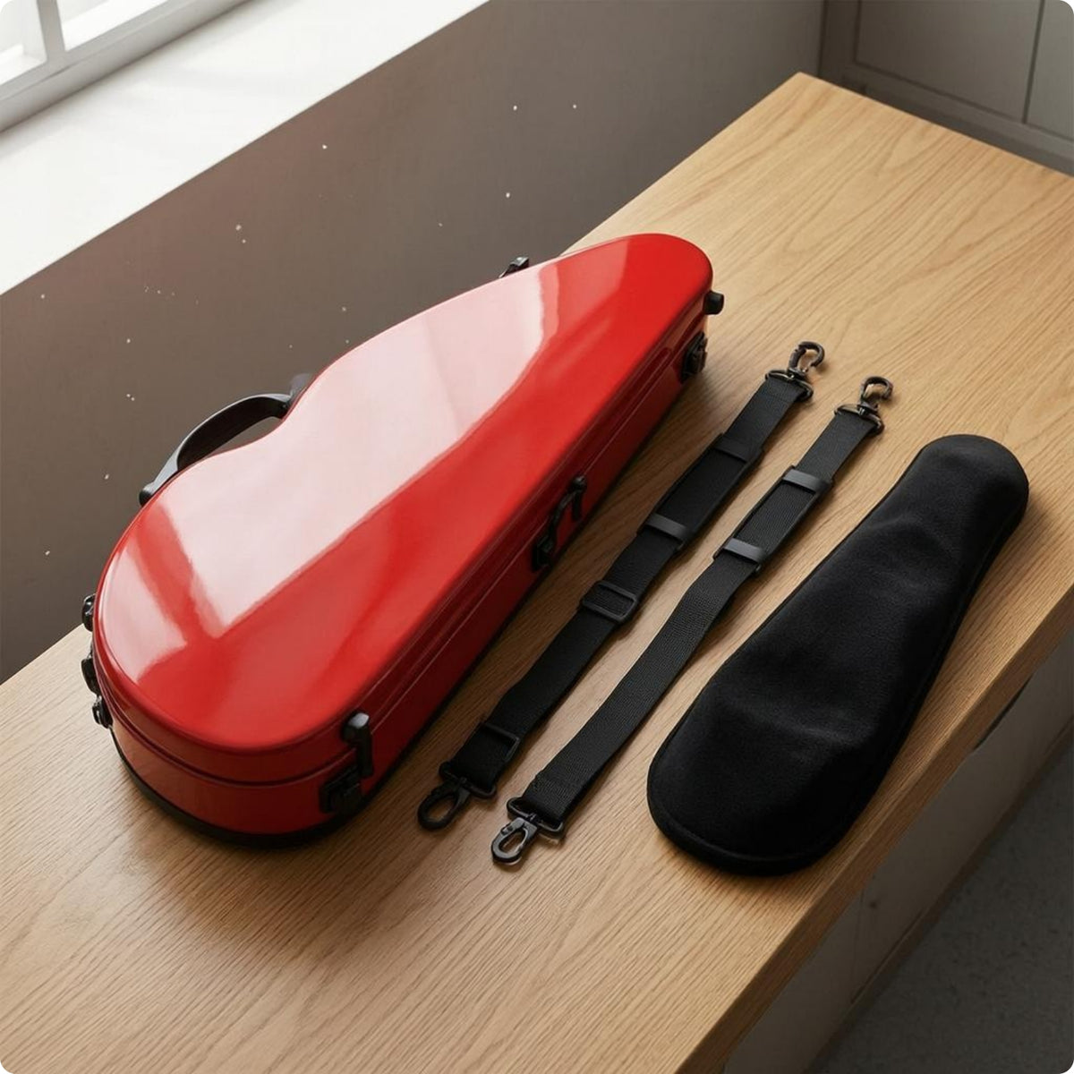 Humidity Meter 4/4 Full Size Violin Case Combination Lock Carbon Fiber Violin Case Padded Interior Instrument Storage Shoulder Straps